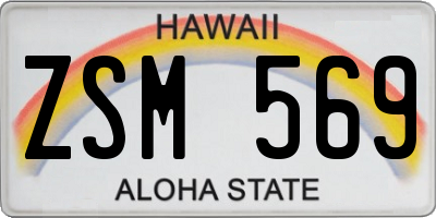 HI license plate ZSM569