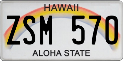 HI license plate ZSM570