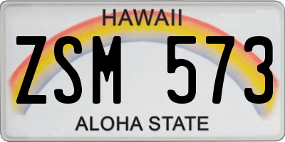 HI license plate ZSM573