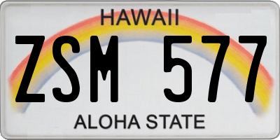 HI license plate ZSM577