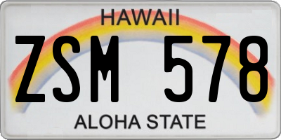 HI license plate ZSM578