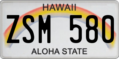 HI license plate ZSM580