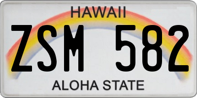 HI license plate ZSM582