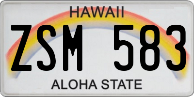 HI license plate ZSM583