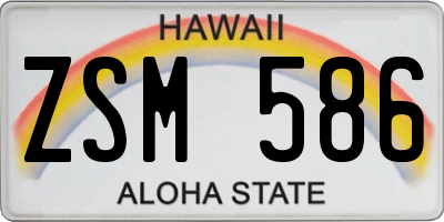 HI license plate ZSM586