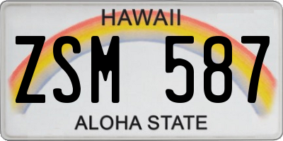 HI license plate ZSM587