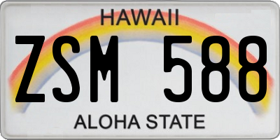 HI license plate ZSM588