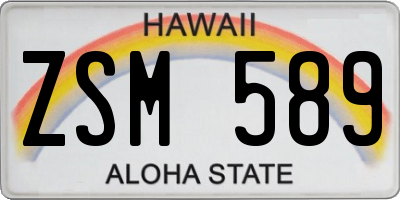 HI license plate ZSM589