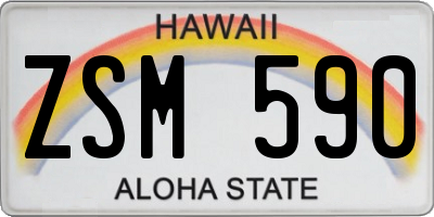 HI license plate ZSM590
