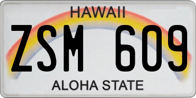 HI license plate ZSM609