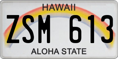 HI license plate ZSM613