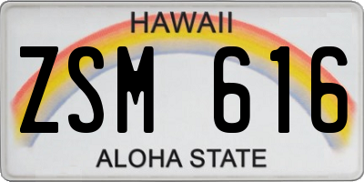 HI license plate ZSM616