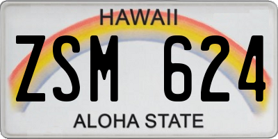 HI license plate ZSM624