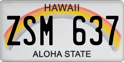 HI license plate ZSM637