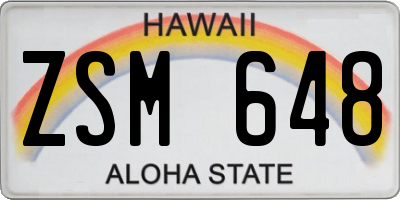 HI license plate ZSM648