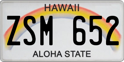 HI license plate ZSM652