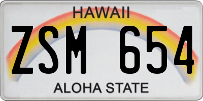 HI license plate ZSM654
