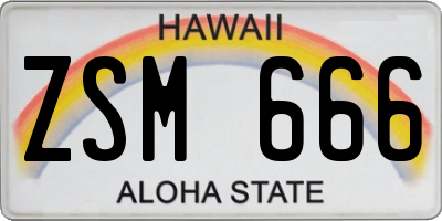 HI license plate ZSM666