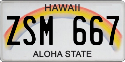 HI license plate ZSM667