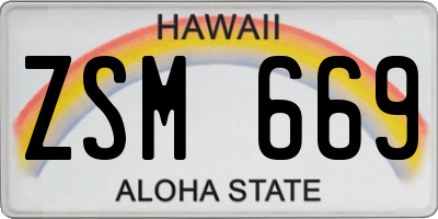 HI license plate ZSM669