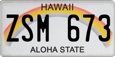 HI license plate ZSM673