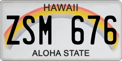 HI license plate ZSM676
