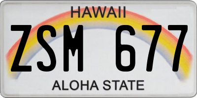 HI license plate ZSM677