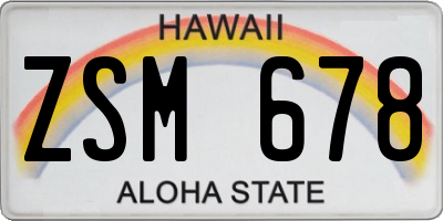 HI license plate ZSM678