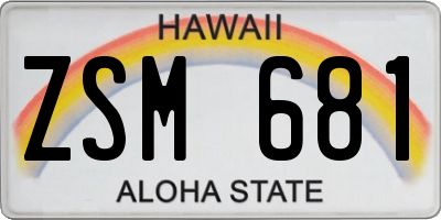 HI license plate ZSM681