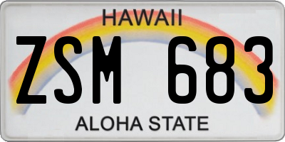 HI license plate ZSM683