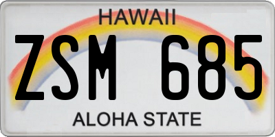 HI license plate ZSM685