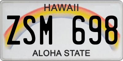 HI license plate ZSM698