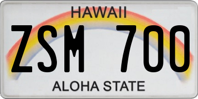 HI license plate ZSM700