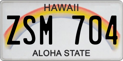 HI license plate ZSM704