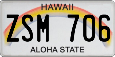 HI license plate ZSM706