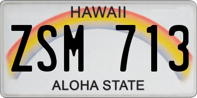 HI license plate ZSM713