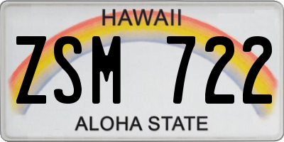 HI license plate ZSM722