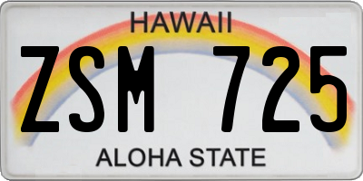HI license plate ZSM725