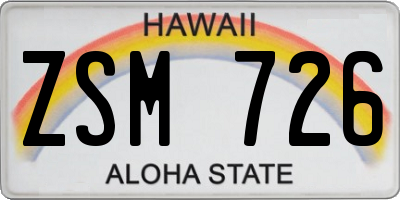 HI license plate ZSM726