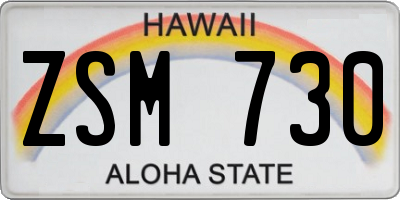HI license plate ZSM730