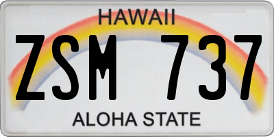 HI license plate ZSM737
