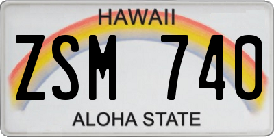 HI license plate ZSM740