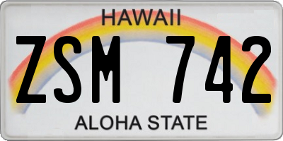 HI license plate ZSM742