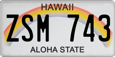HI license plate ZSM743