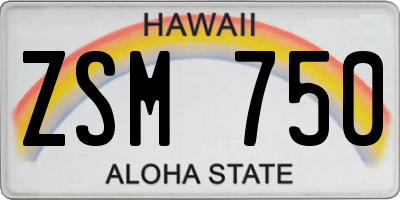 HI license plate ZSM750
