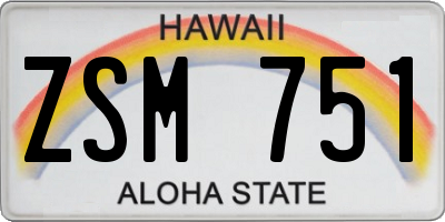 HI license plate ZSM751