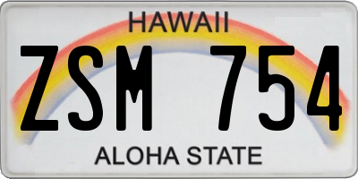 HI license plate ZSM754