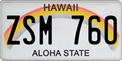 HI license plate ZSM760