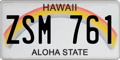 HI license plate ZSM761