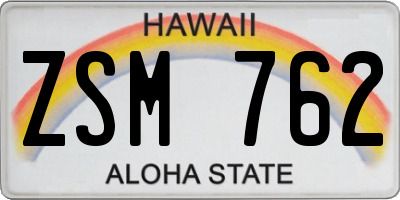 HI license plate ZSM762